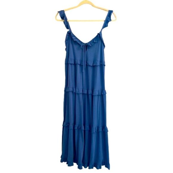 J. Crew Blue Tiered Ruffle Maxi Dress - Picture 1 of 7